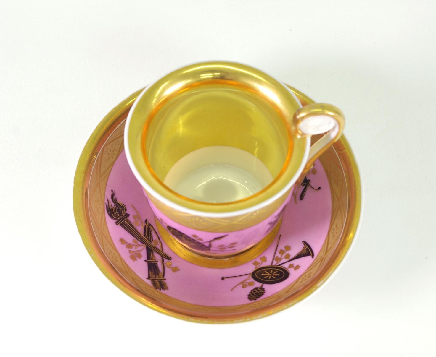 Popov Cup and Saucer, circa 1820 In Fair Condition For Sale In St. Louis, MO