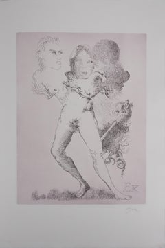 En su casa - Grabado original firmado a mano