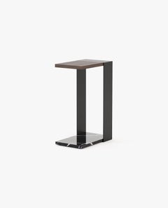 Modern side table for living room with marble base and wood top by Laskasas
