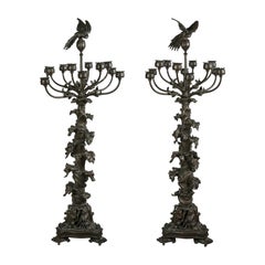 Poppy and Parakeet Candelabra by Antoine-Louis Barye, circa 1850