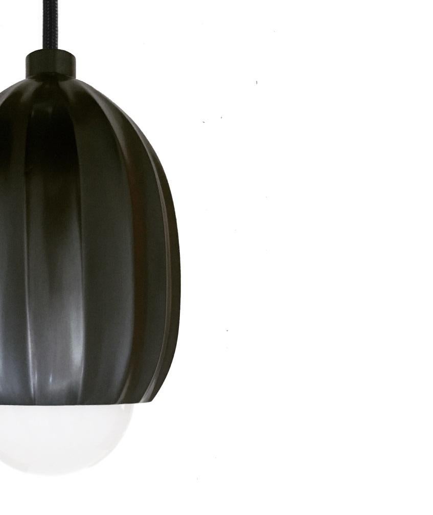 Italian Poppy Blackened Brass Pendant Lamp by Fred and Juul For Sale