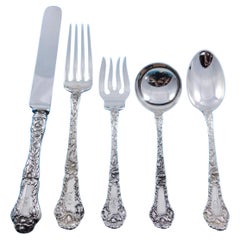 Used Poppy by Gorham Sterling Silver Flatware Set 12 Service 62 pcs Luncheon