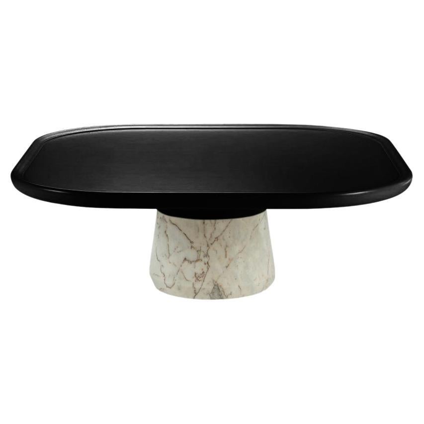 Poppy Coffee Table, Black Lacquered Top with Estremoz For Sale