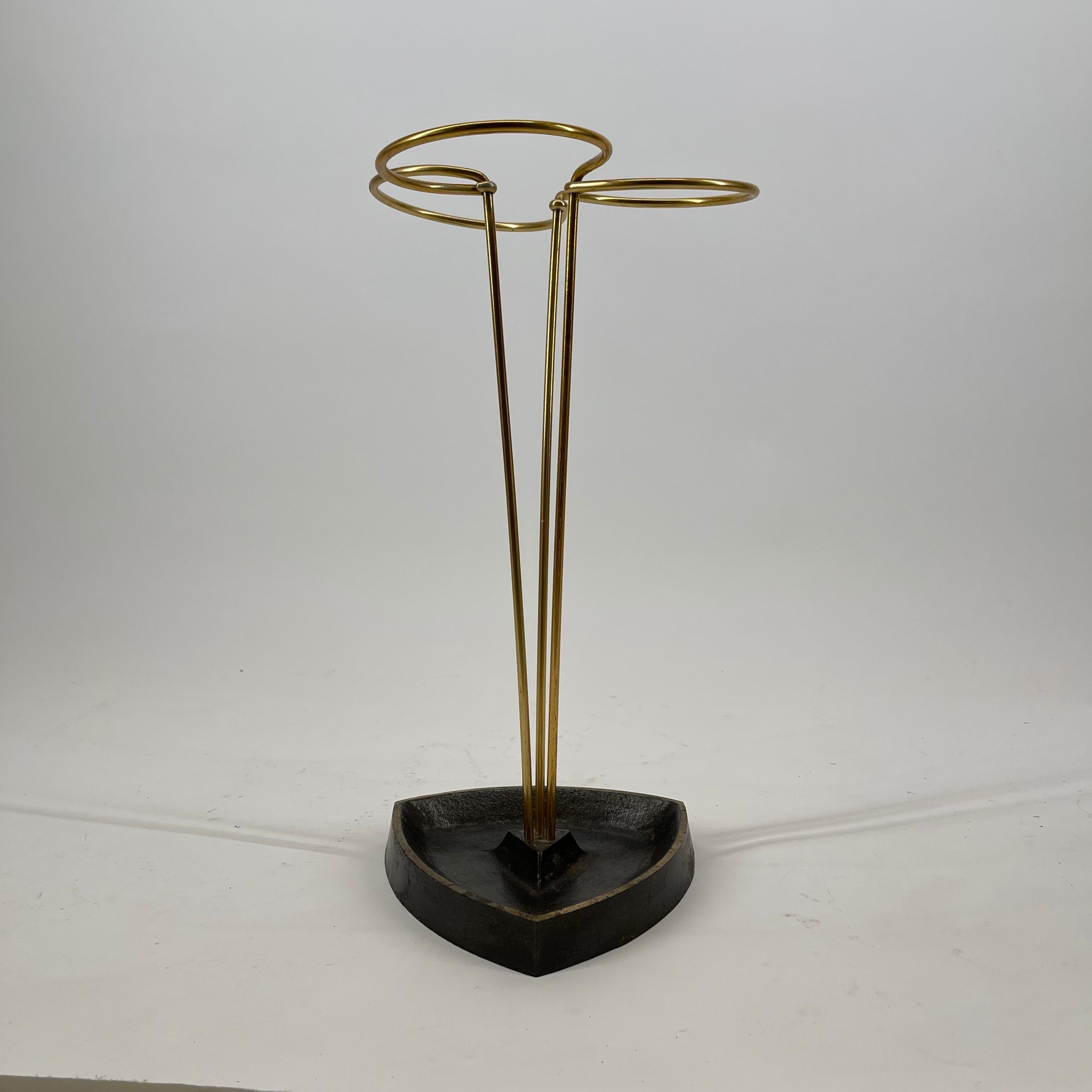 Mid-Century Modern Poppy Modernist Umbrella Stand Brass Style, Austria 1950s For Sale