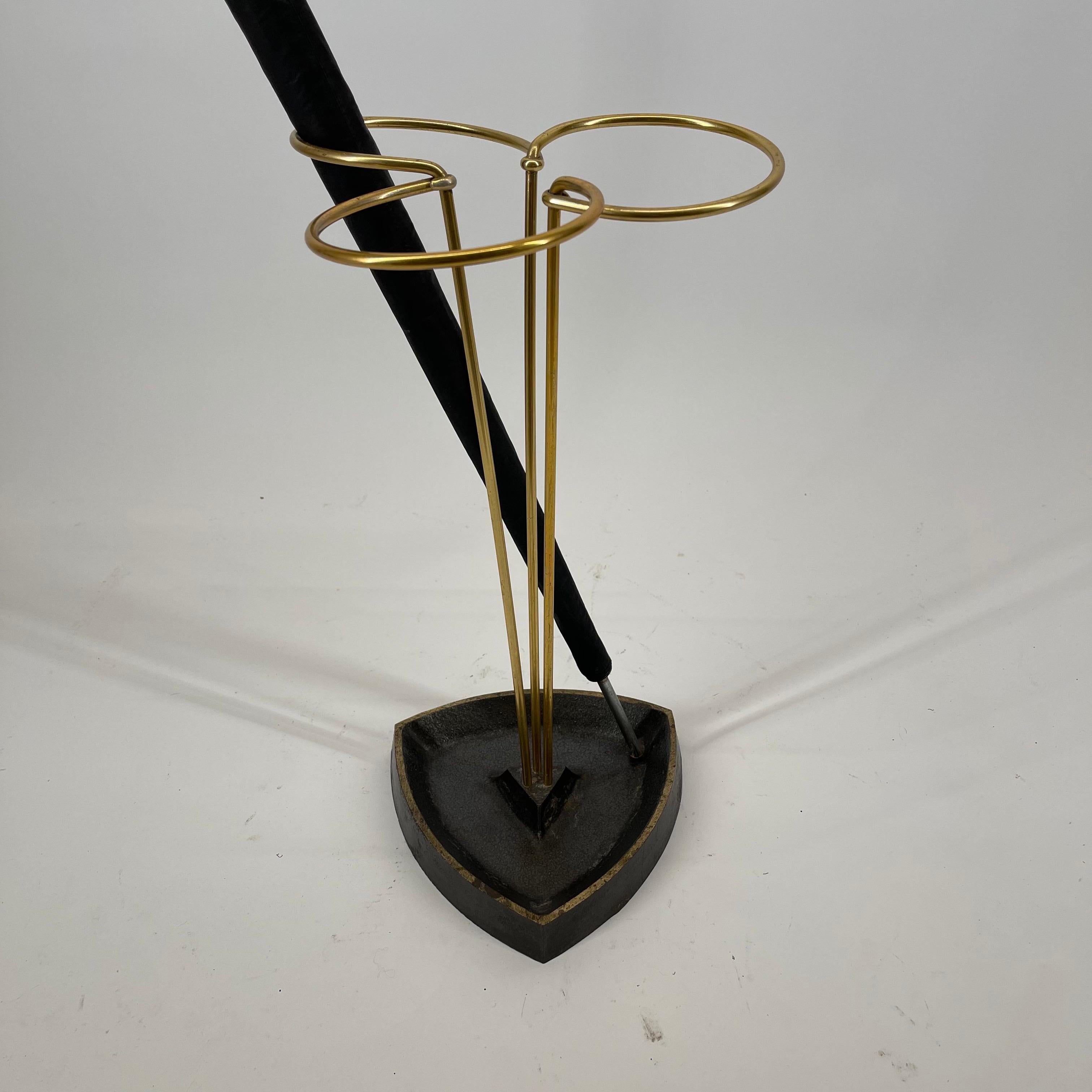 Mid-20th Century Poppy Modernist Umbrella Stand Brass Style, Austria 1950s For Sale