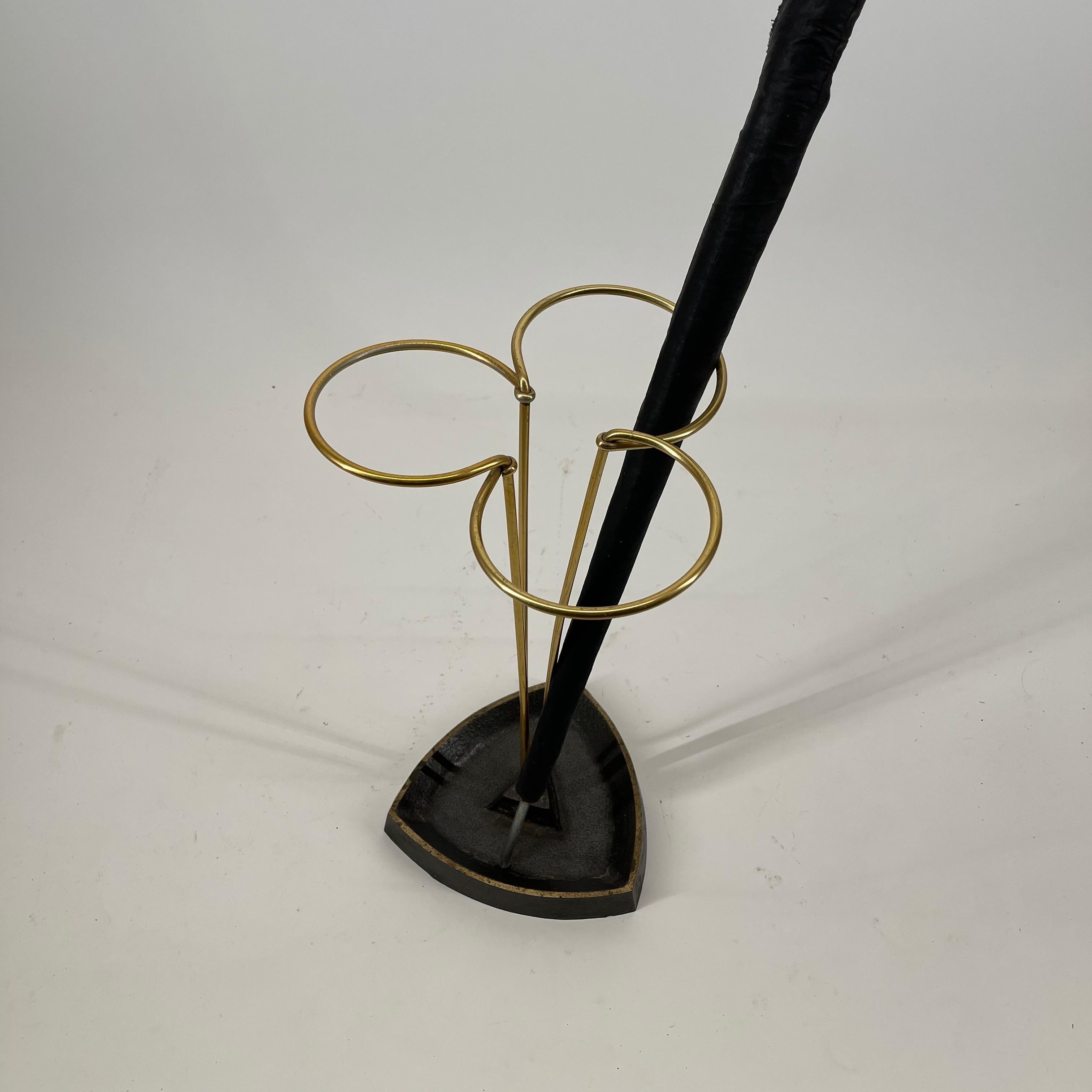 Poppy Modernist Umbrella Stand Brass Style, Austria 1950s For Sale 1