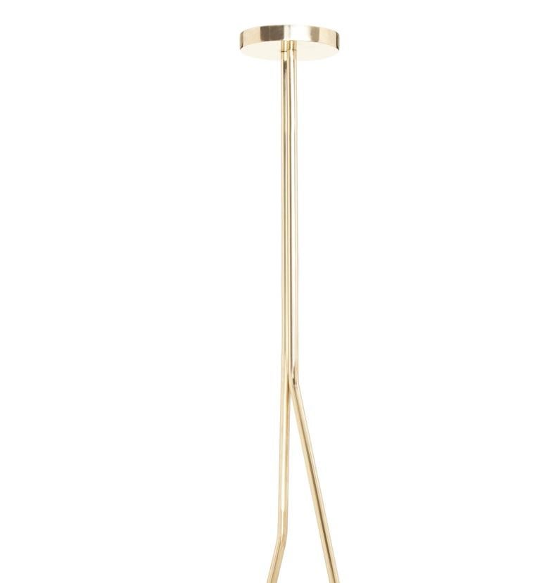 Italian Poppy Polished Brass 2 Stem V Chandelier by Fred and Juul For Sale