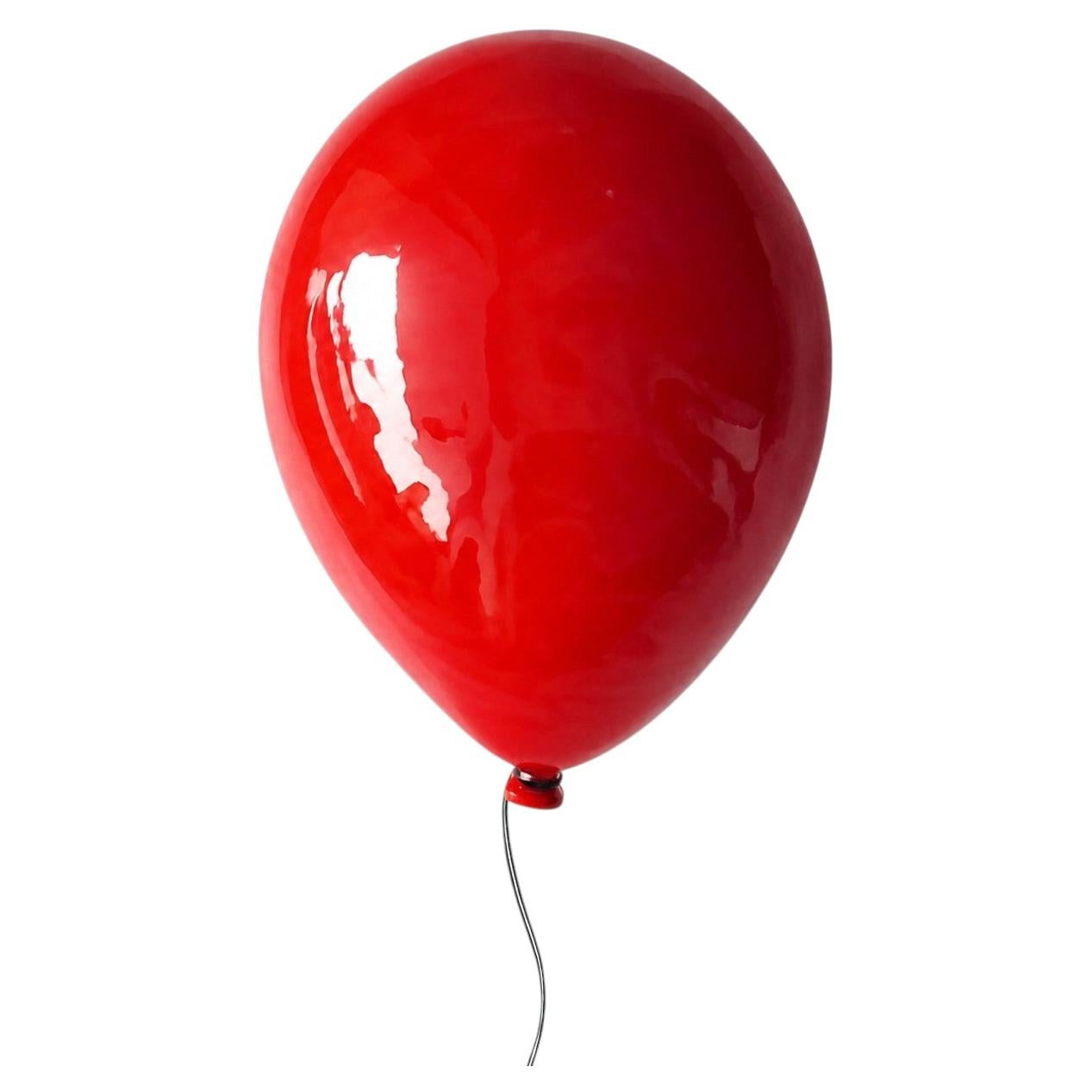 Poppy Red Glossy Balloon Sculpture handmade for wall, ceiling, by ArtArsouf -12"