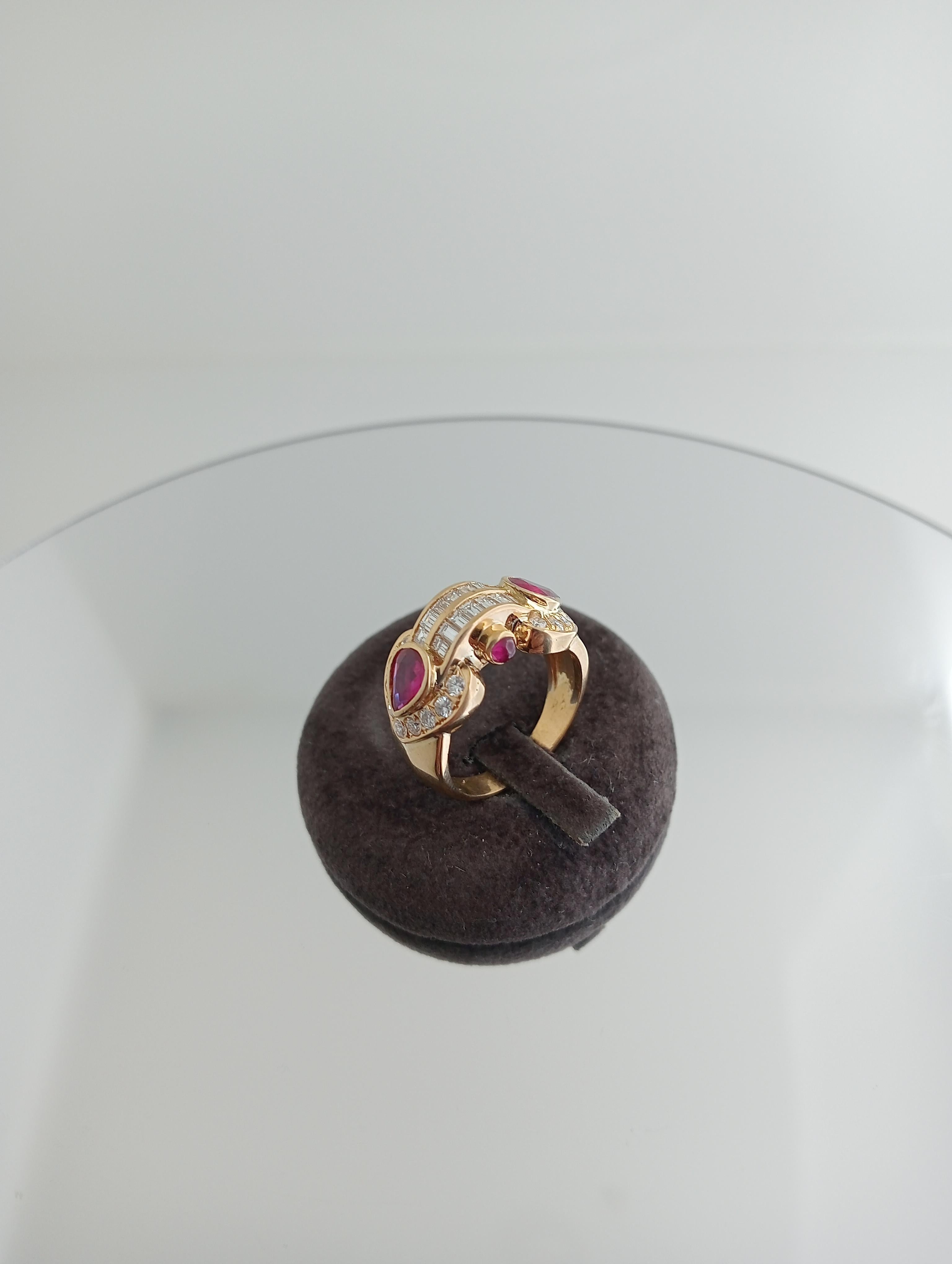 Brilliant Cut Poppy Ring with Rubies For Sale