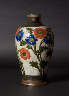 Jugendstil-Vase aus Mohnblumenholz von Ernest Chaplet und Edouard Dammouse