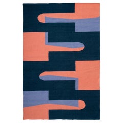 Popsicle Rug Flat Hand-Woven in Contemporary Geometric Shape 