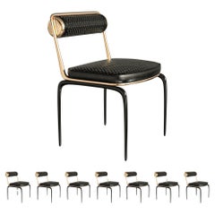 Stuhl "Populaire", Achtergruppe, Bronze und gewebtes Leder, Maßanfertigung, Istanbul