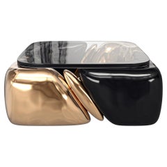 Tavolino da caffè "Populaire" con bronzo, acciaio inossidabile, fatto a mano, Istanbul