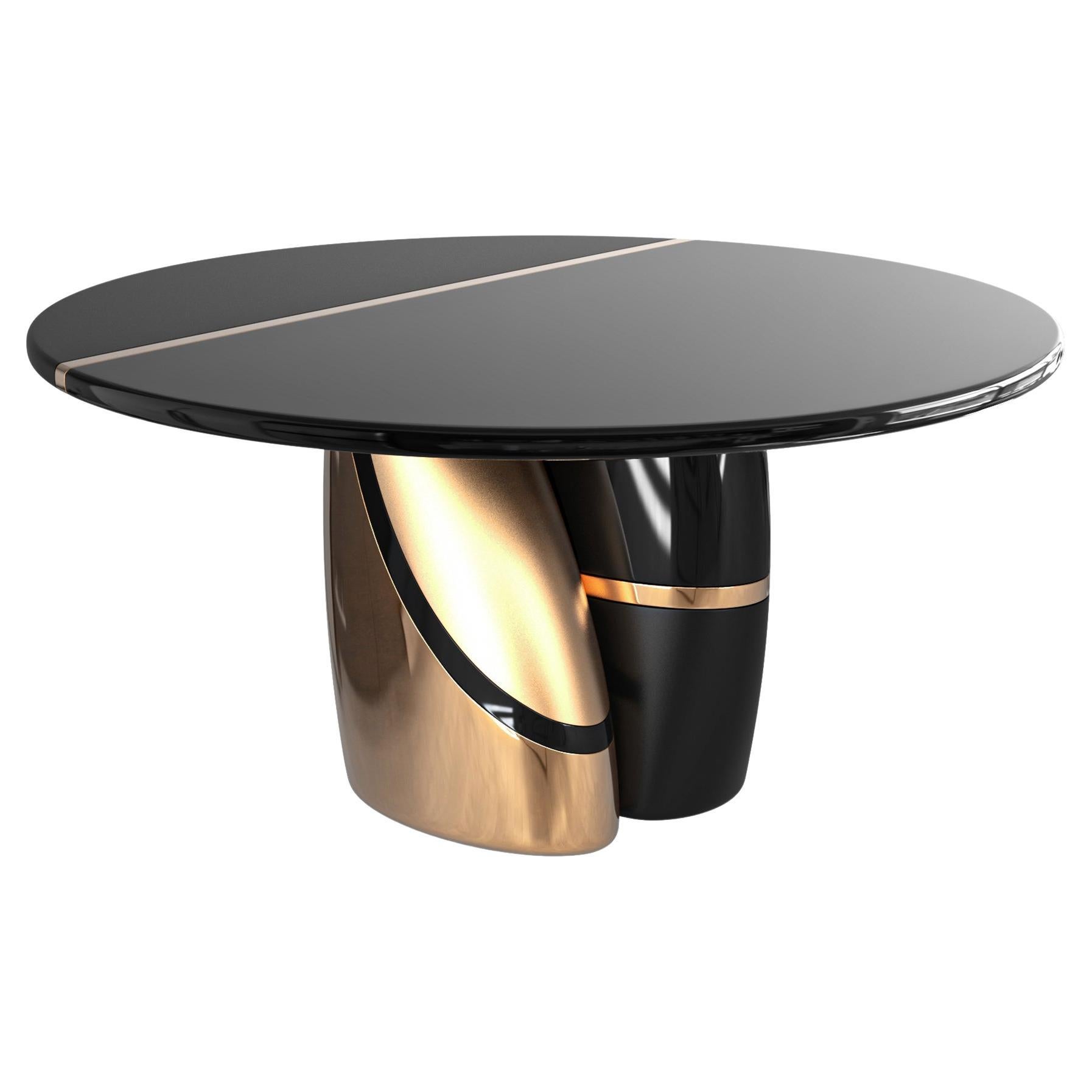 Table ronde Populaire en bronze et acier inoxydable, faite à la main, Istanbul