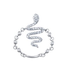 Popular 18 Karat White Gold and Diamond Snake Ring