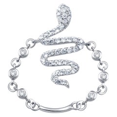 Popular 18 Karat White Gold and Diamond Snake Ring