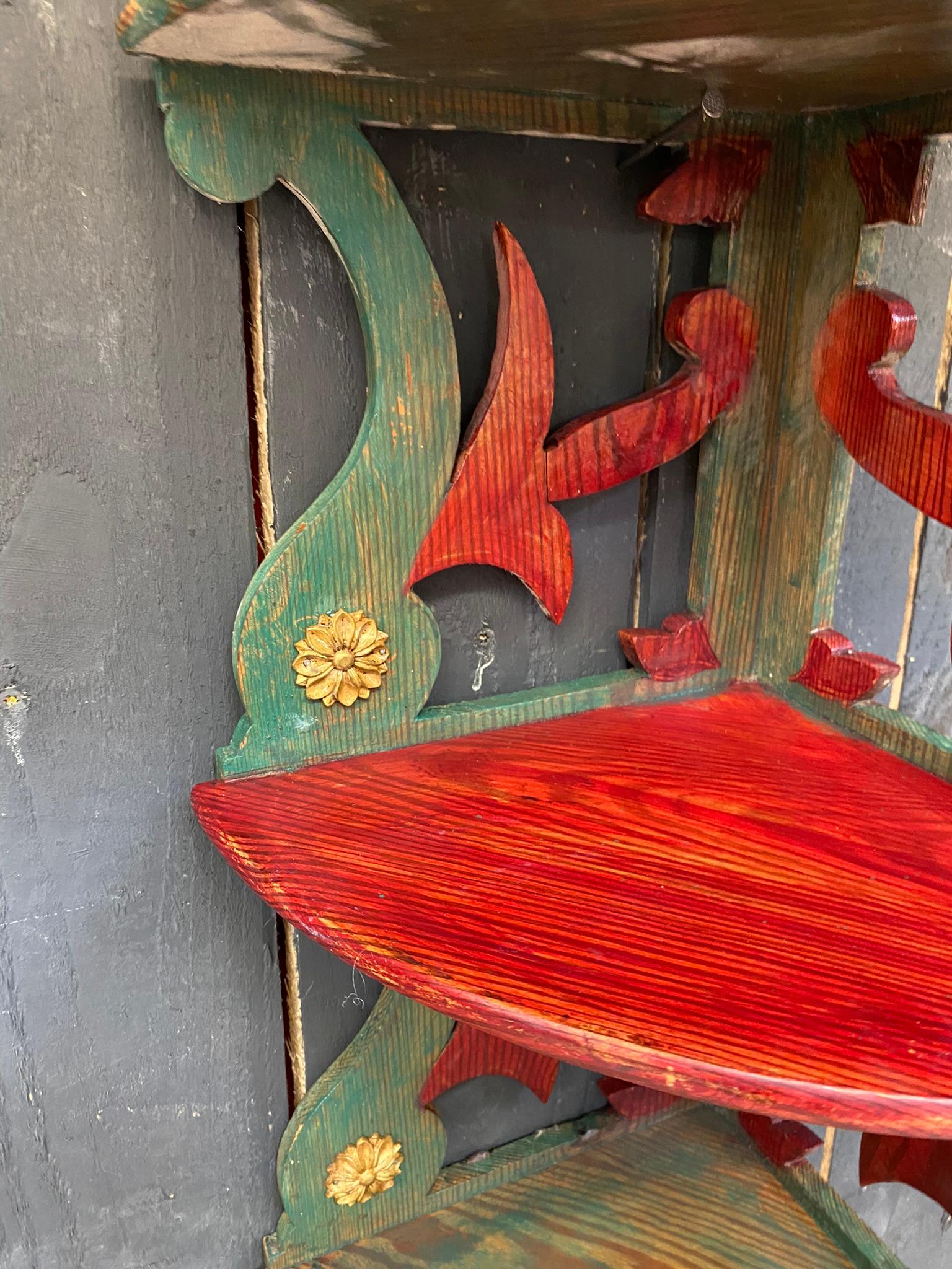 Painted Popular Art Shelf in Pine, circa 1900 For Sale