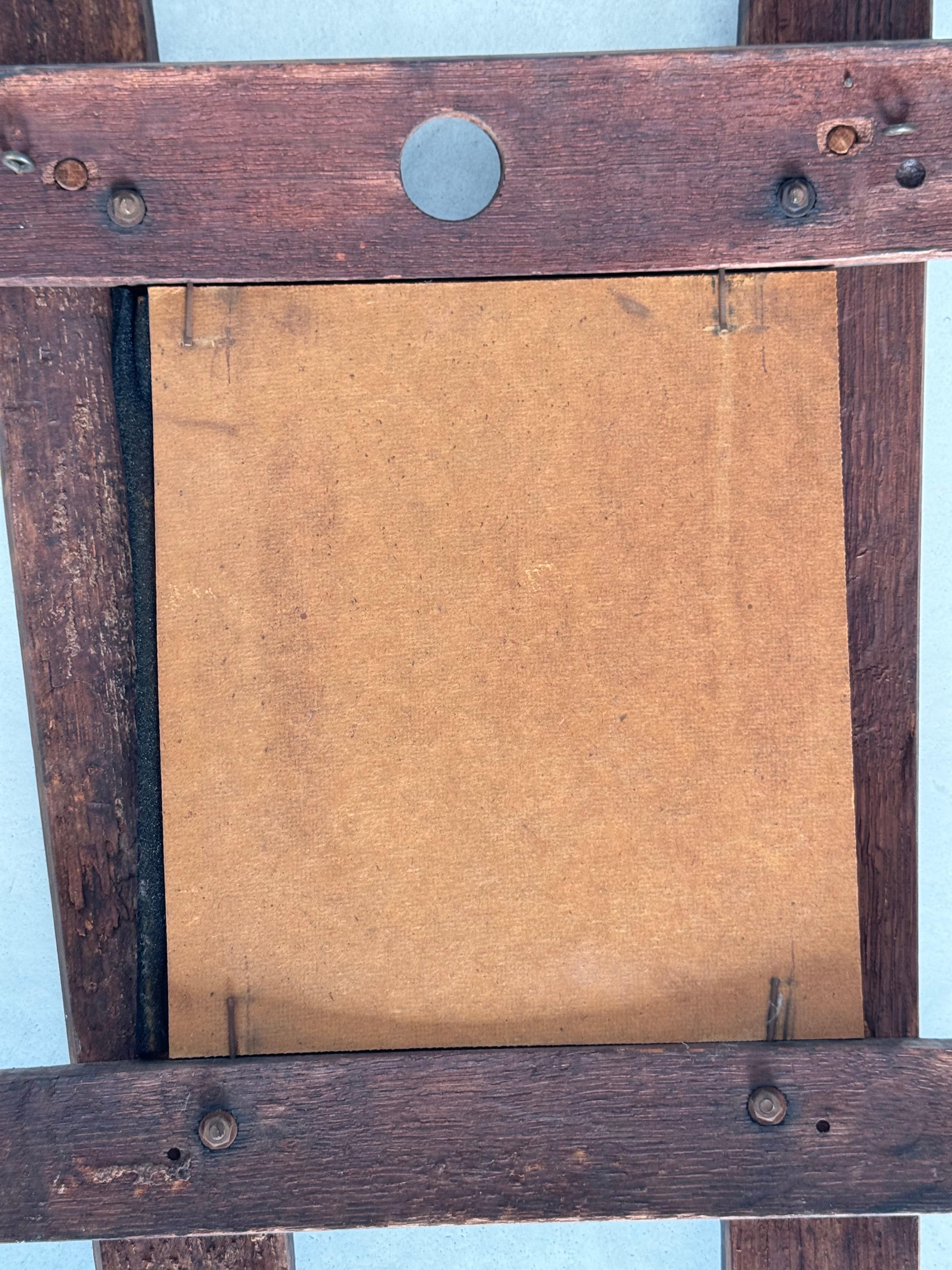 Art populaire, miroir en bois massif, design rustique, France circa 1950s en vente 12