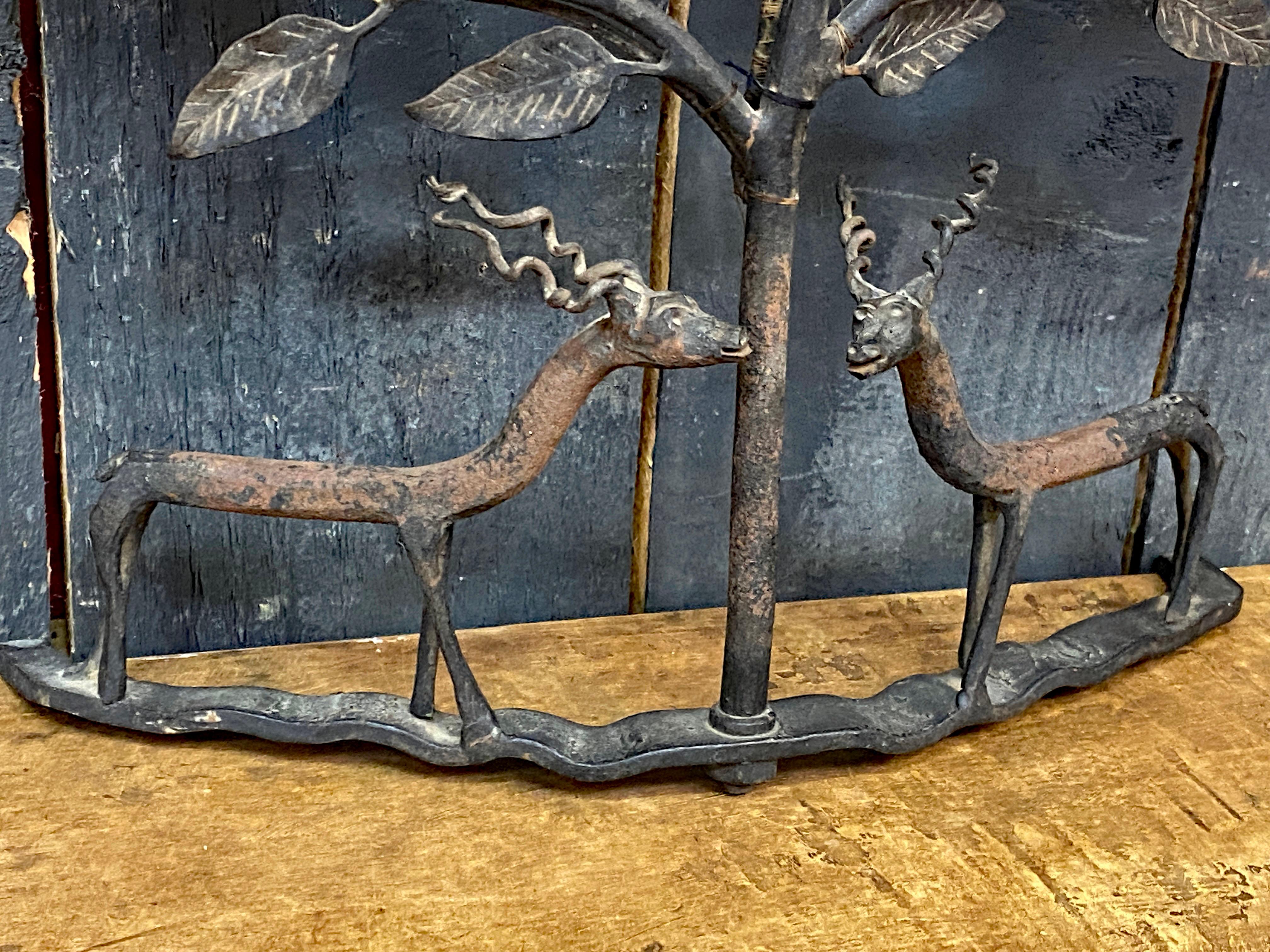 Popular Art, table lamp or wall lamp in wrought iron circa 1950 For Sale 1