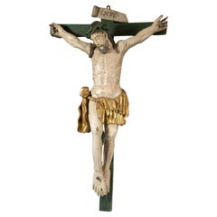 Popular style Christ. Carved and polychrome wood. Spanish school, 17th century. 