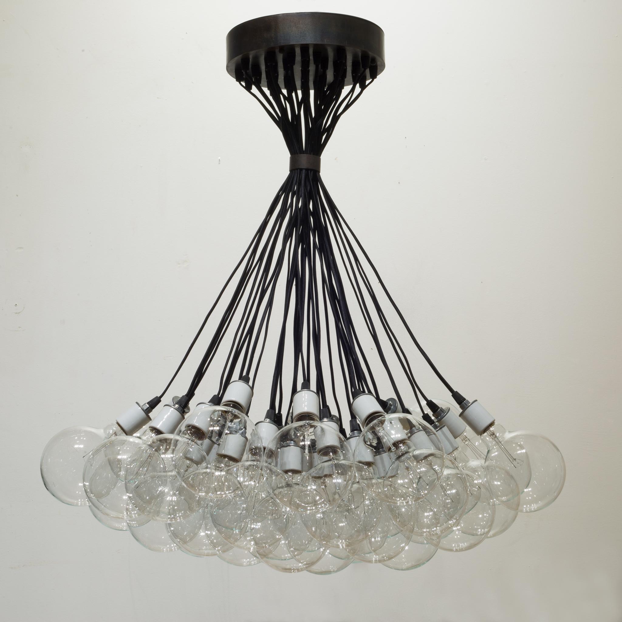 Modern Populated Chandelier with Bronze Accents