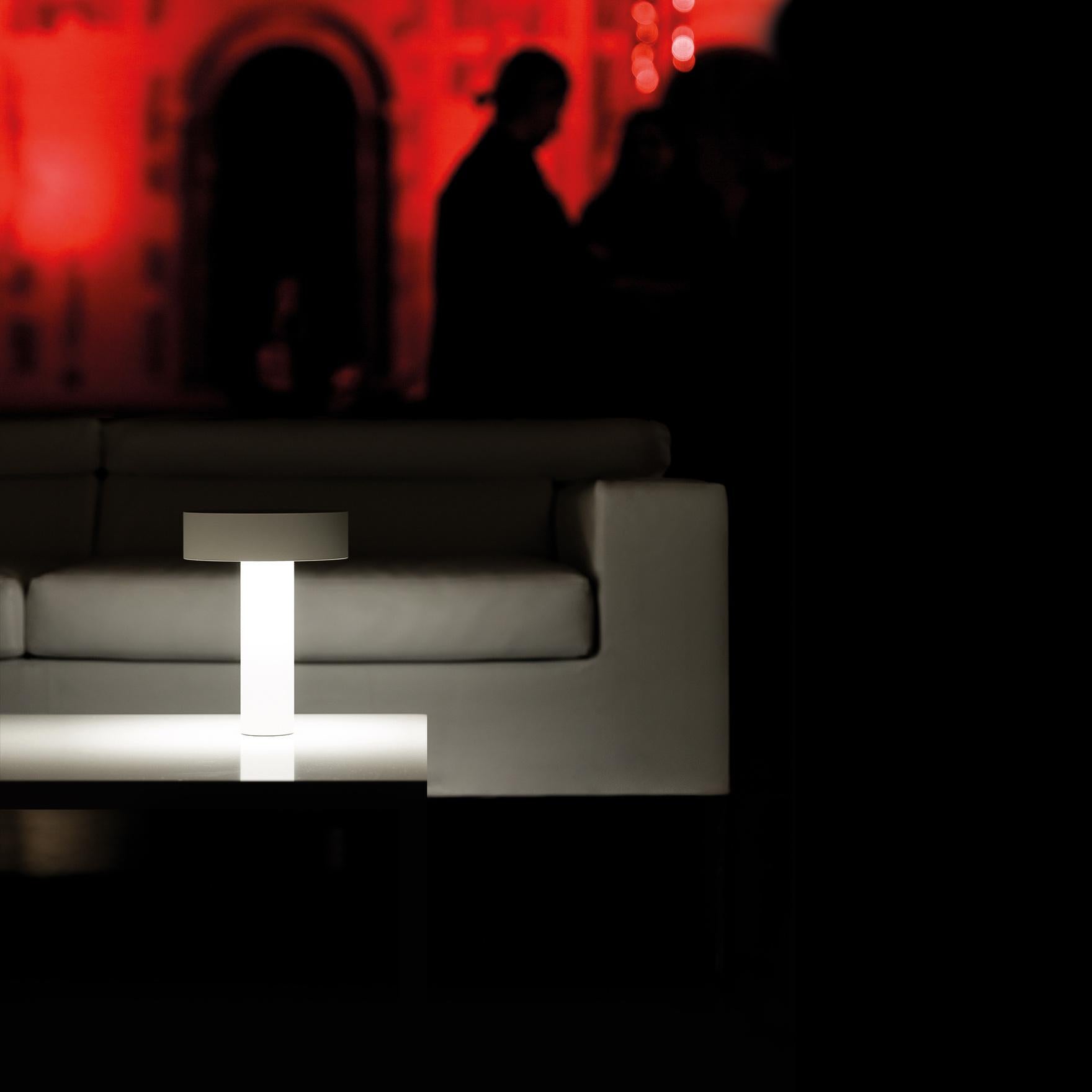 Contemporary PoPuP Portable Table Lamp by Davide Groppi in White with Light and Music For Sale
