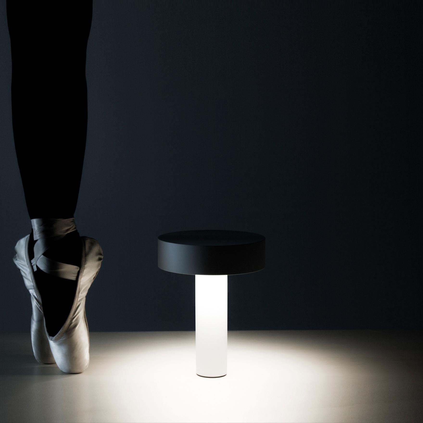 Metal PoPuP Portable Table Lamp by Davide Groppi in White with Light and Music For Sale