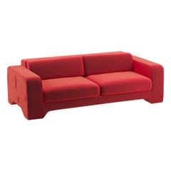 Popus Editions Sofá Giovanna 2,5 plazas tapizado en terciopelo Como Naranja-Rojo
