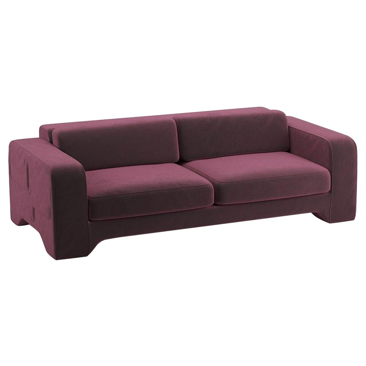 Popus Editions Giovanna 3-Sitzer-Sofa aus Bordeaux- Burgunderrotem Como-Samtstoff im Angebot