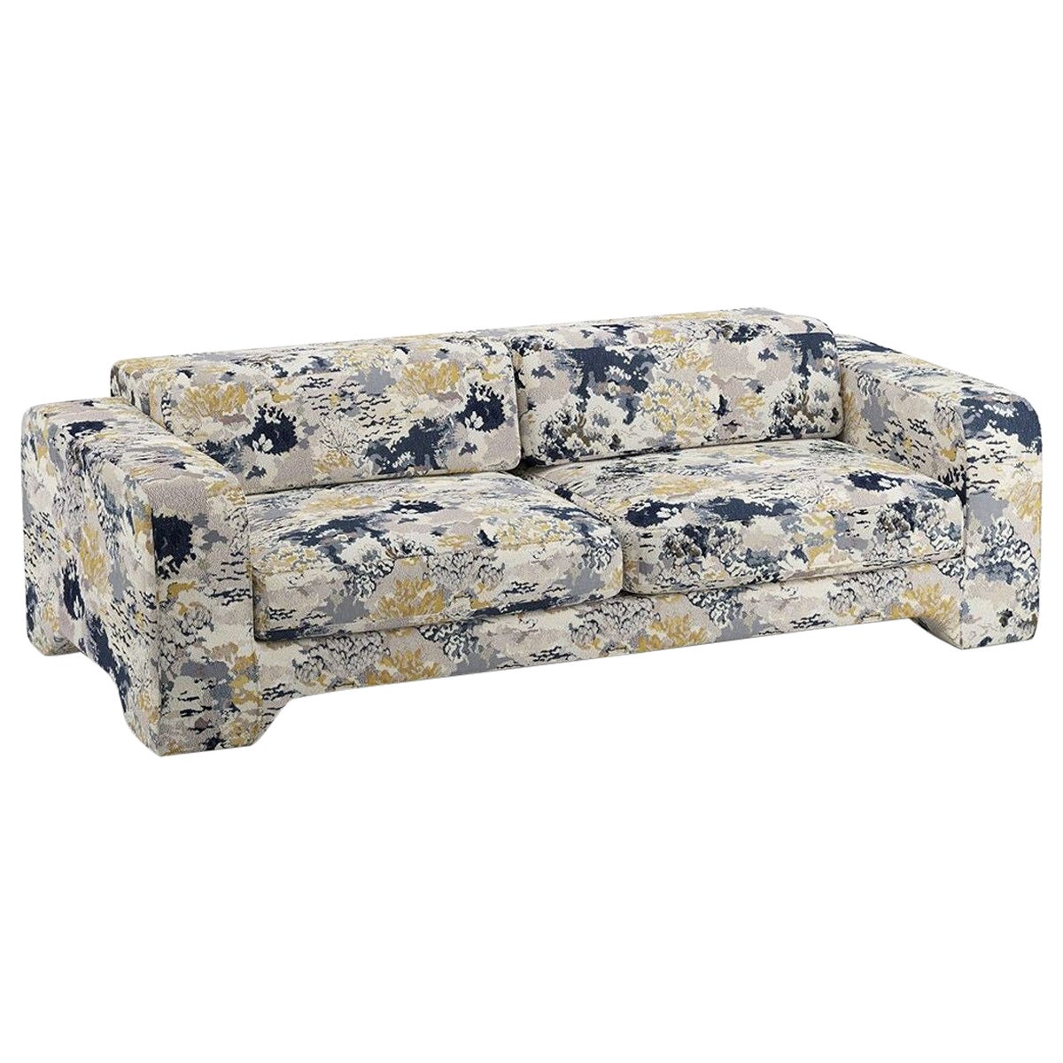 Popus Editions Giovanna - Divano 3 posti in tessuto jacquard Indigo Marrakech