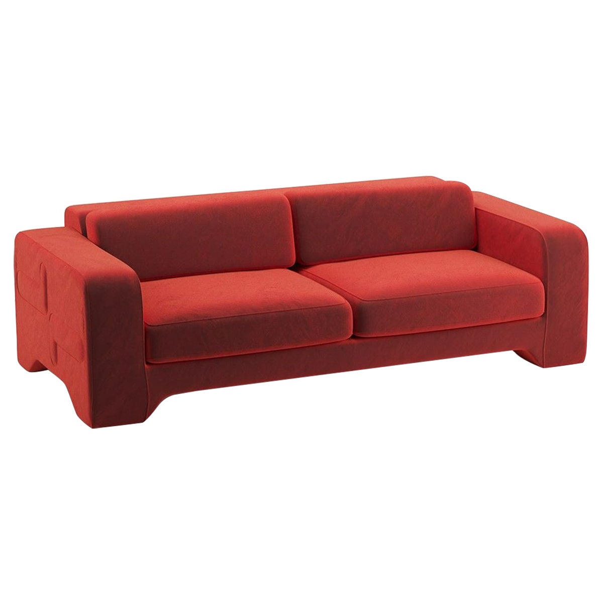 Popus Editions Giovanna 3-Sitzer-Sofa aus Como-Samt mit Vermilion-Polsterung