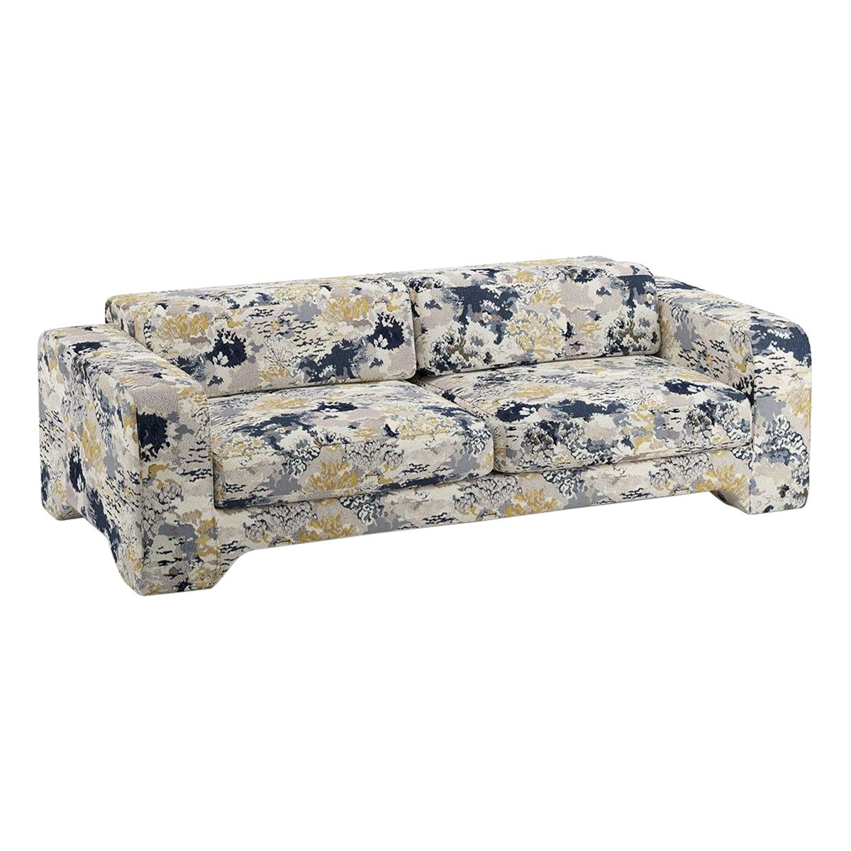 Canapé Giovanna 4 Seater en tissu jacquard indigo Marrakech Popus Editions