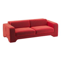 Popus Editions Sofá Giovanna 4 plazas tapizado en terciopelo Como Naranja-Rojo