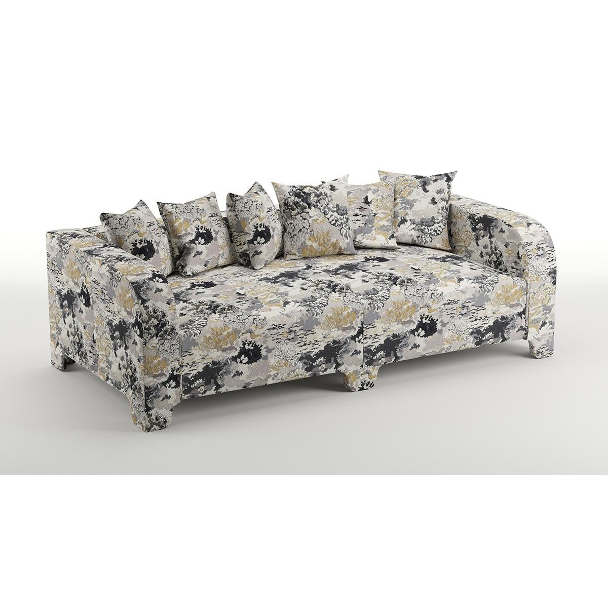 Popus Editions Graziella 2 Seater Sofa in Charcoal Marrakech Jacquard Fabric