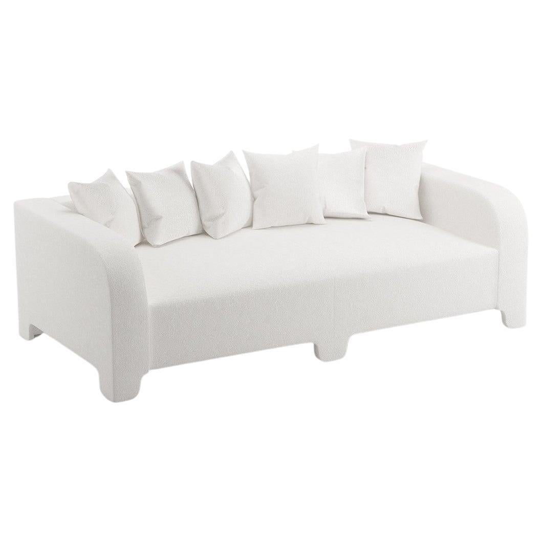 Popus Editions Graziella 2 Seater Sofa in White Venice Chenille Velvet Fabric For Sale