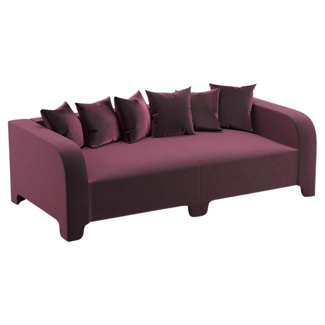 Canapé Graziella 3 Seater en tissu de velours de Côme bordeaux Popus Editions