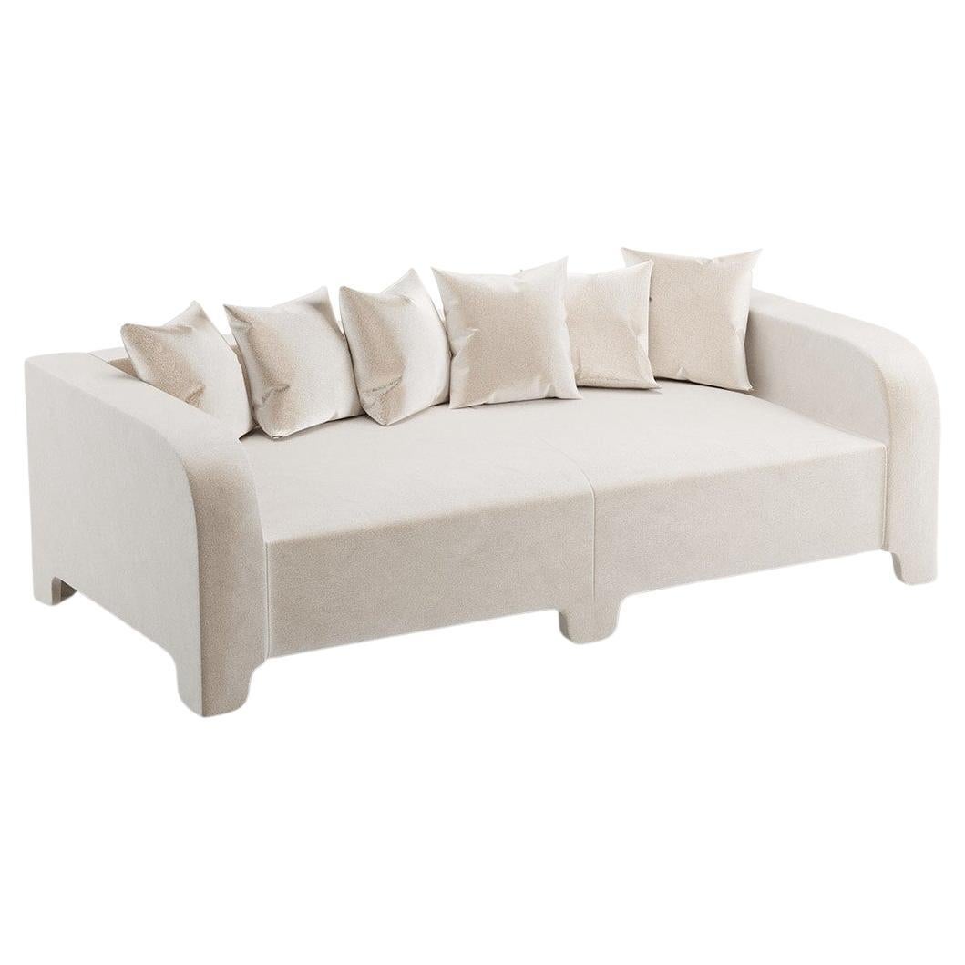 Popus Editions Graziella 3 Seater Sofa in Egg Shell Off White Como Velvet Fabric