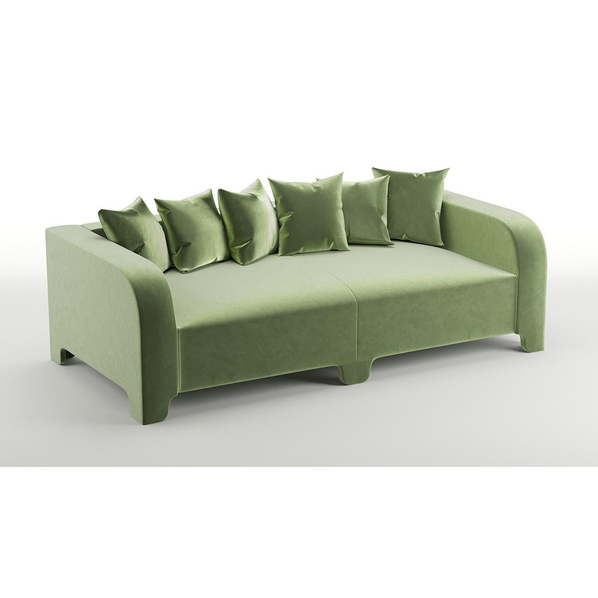 Popus Editions Graziella 3 Seater Sofa in Green Verone Velvet Upholstery For Sale