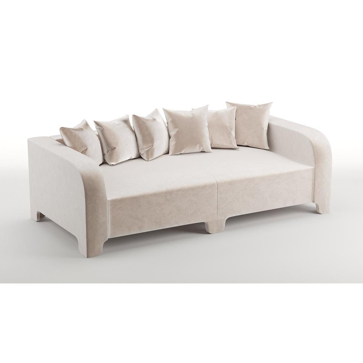 Popus Editions Graziella 4 Seater-Sofa mit beiger Verone-Samtpolsterung