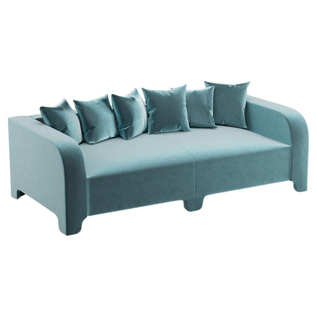 Popus Editions Graziella 4 Seater Sofa in Blue Verone Velvet Upholstery