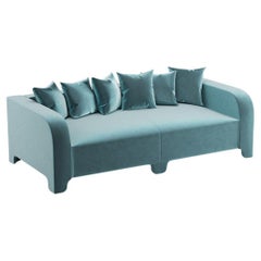 Canapé Graziella 4 Seater en tissu de velours bleu Verone, éditions Popus