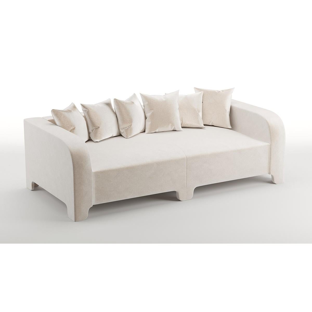 Popus Editions Graziella 4 Seater-Sofa aus cremefarbenem Como-Samtstoff in Eierschal