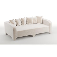 Popus Editions Graziella 4 Seater Sofa in Egg Shell off White Como Velvet Fabric