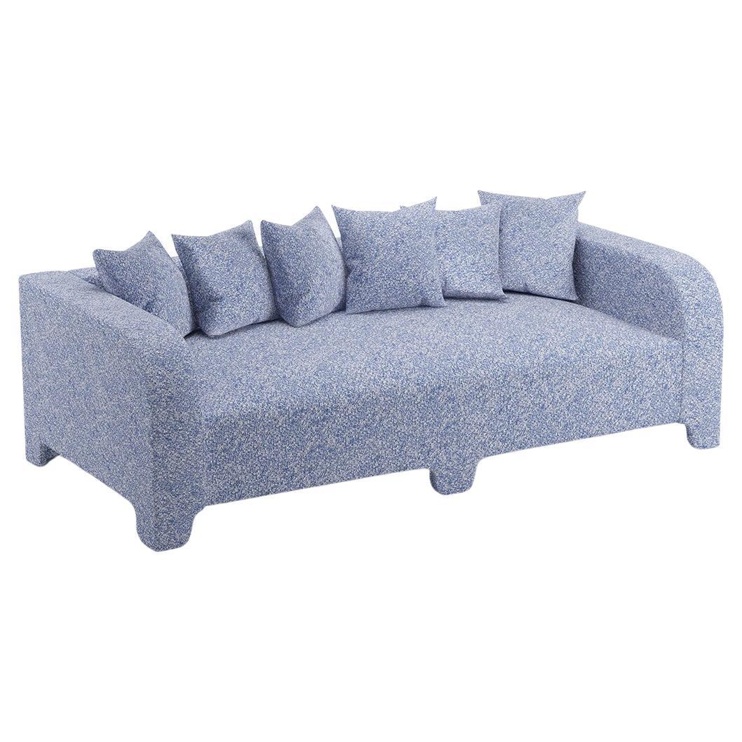 Canapé Graziella 4 Seater en tissu de lin Zanzi océanique, édition Popus