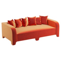 Canapé Graziella 4 Seater en tissu de velours orange Verone, éditions Popus