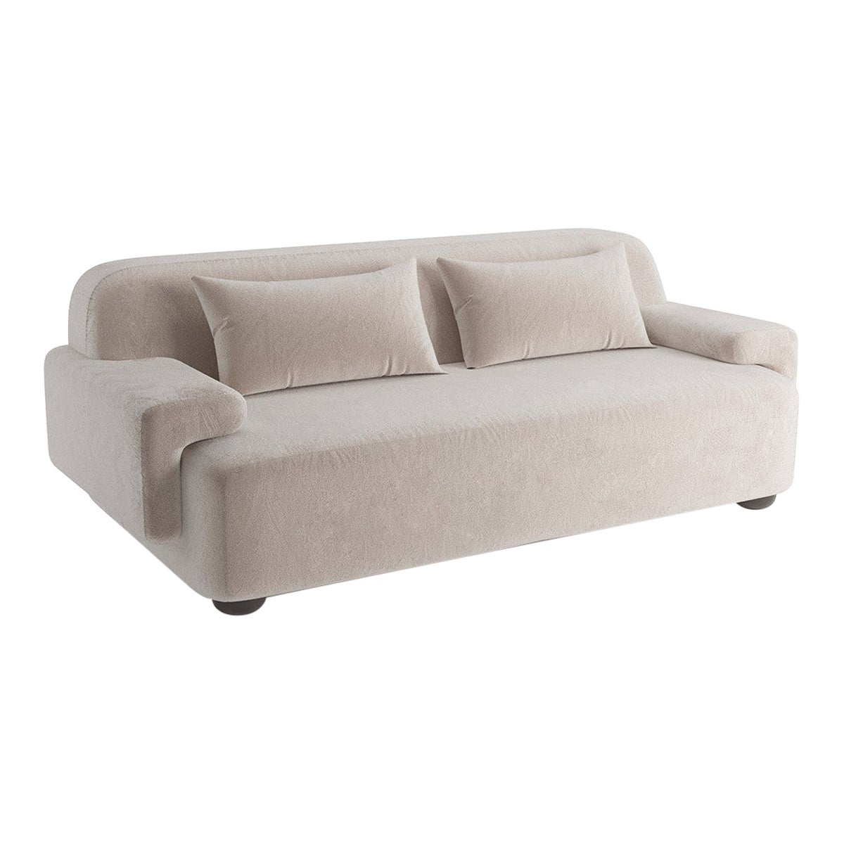 Popus Editions Sofá Lena 2.5 plazas tapizado en terciopelo Verone beige