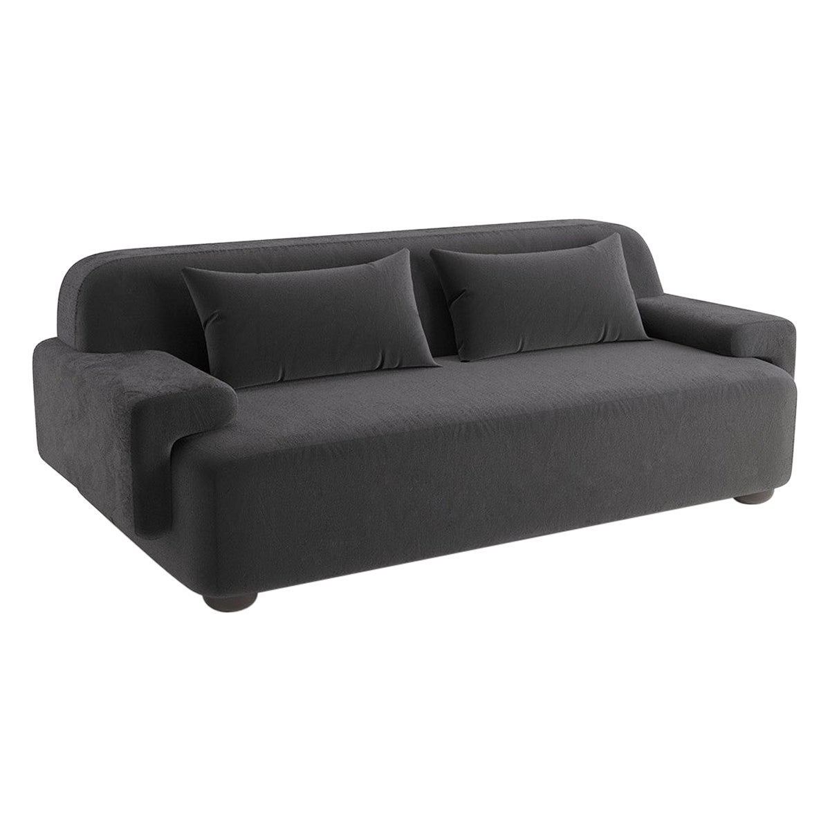 Canapé Popus Editions Lena 2,5 Seater en tissu de velours de Côme marron foncé en vente
