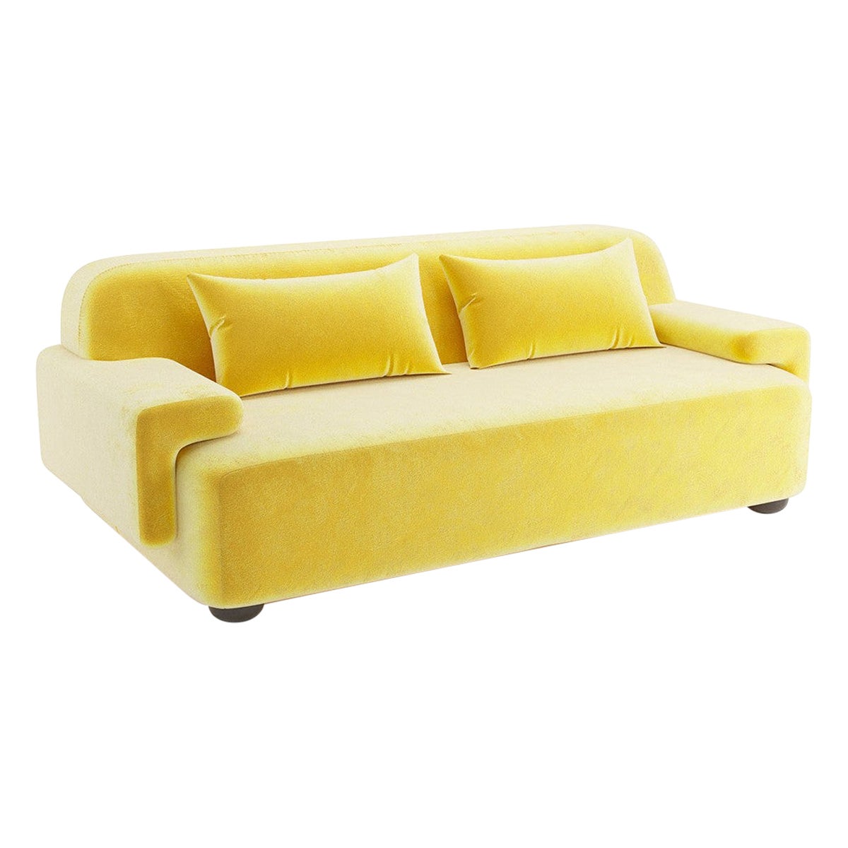 Popus Editions Lena 2,5 Gestell-Sofa mit gelber Como-Samtpolsterung im Angebot
