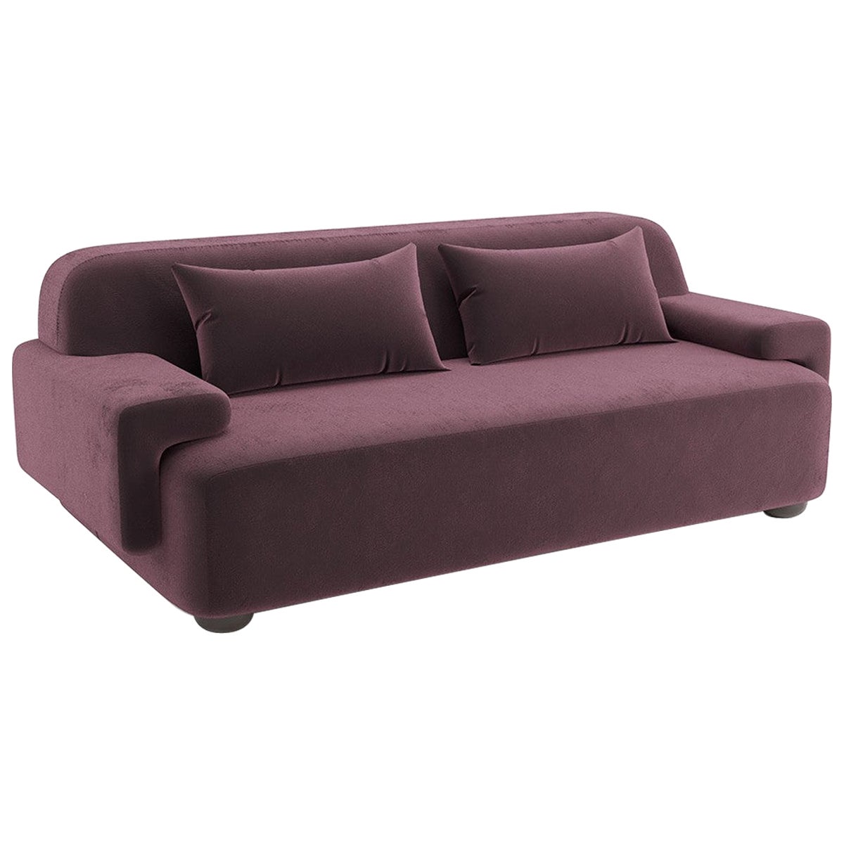Popus Editions Lena 4-Sitzer-Sofa in Bordeaux Como Samt-Polsterung