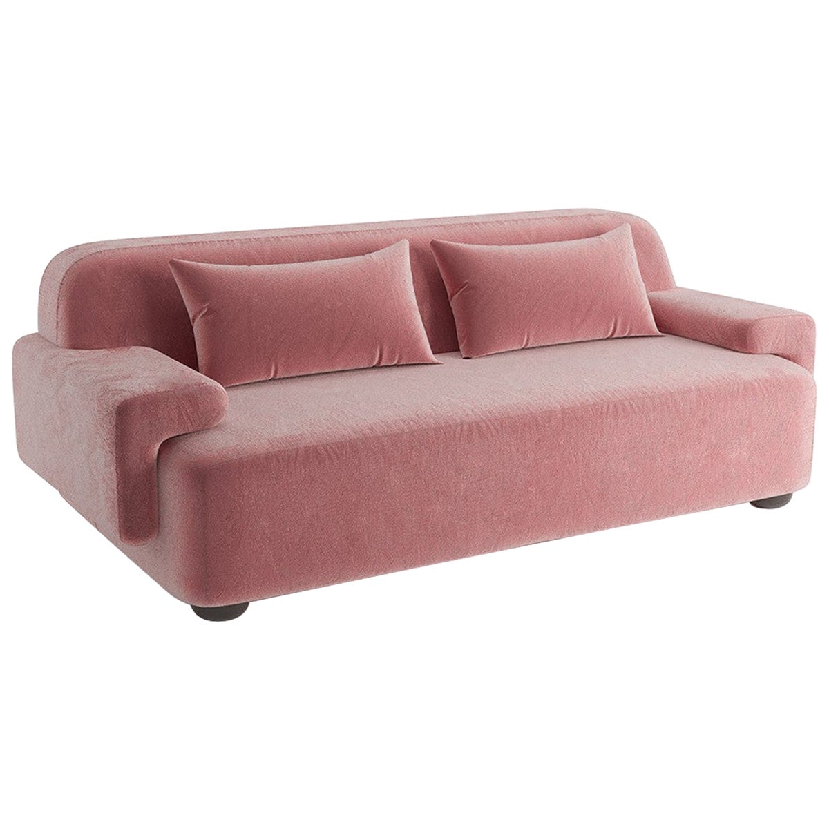 Popus Editions Divano 4 posti Lena con rivestimento in velluto rosa Verone